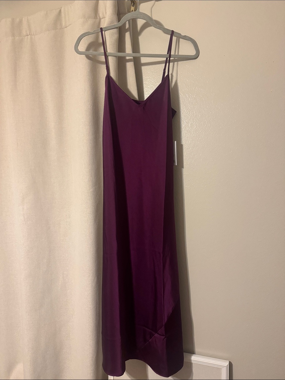 knix papaya Slip Midi Dress w/ adjustable Spaghetti Straps. Dark amethyst. Med